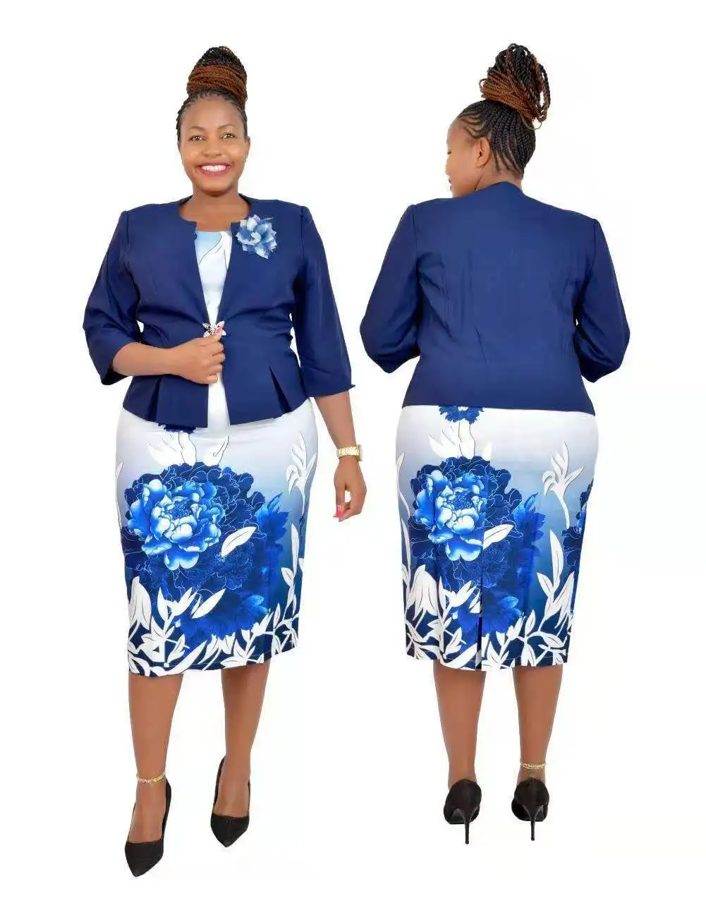 

African Plus Size for Women Autumn African Women Short Sleeve Dress Suit with Coat African Dresses for Women 2XL-6XL