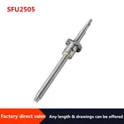 Шариковый винт SFU2505-any длиной от 100 мм до 2050 мм, шариковый винт с шариковой гайкой, обработанные детали ЧПУ