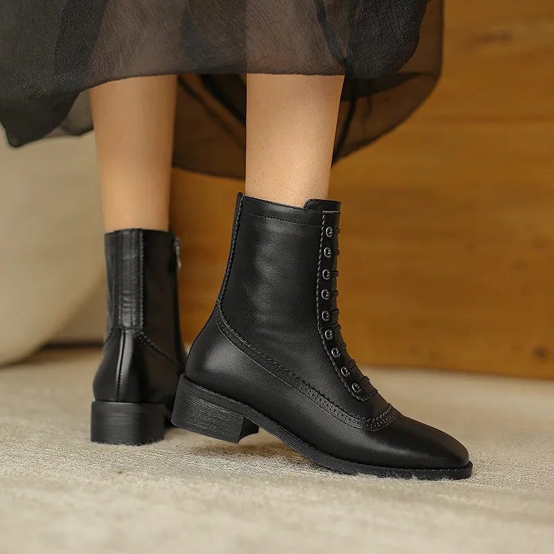 

FEDONAS Top Female Winter Shoes Woman Heels 2021 Fashion Genuine Leather Thick Heels Chelsea Boots Wedding Party Ankle Boots