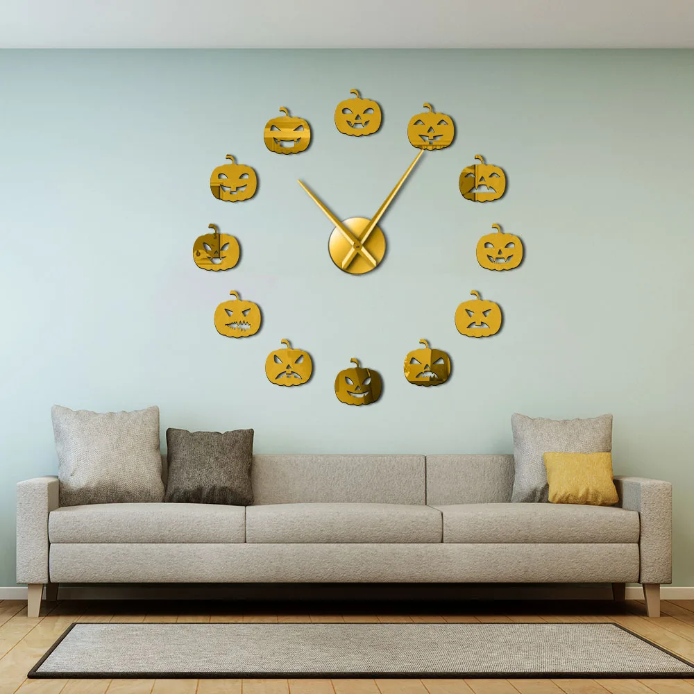 Часы настенные в виде тыквы на Хэллоуин/Рождество современные тихие украшения