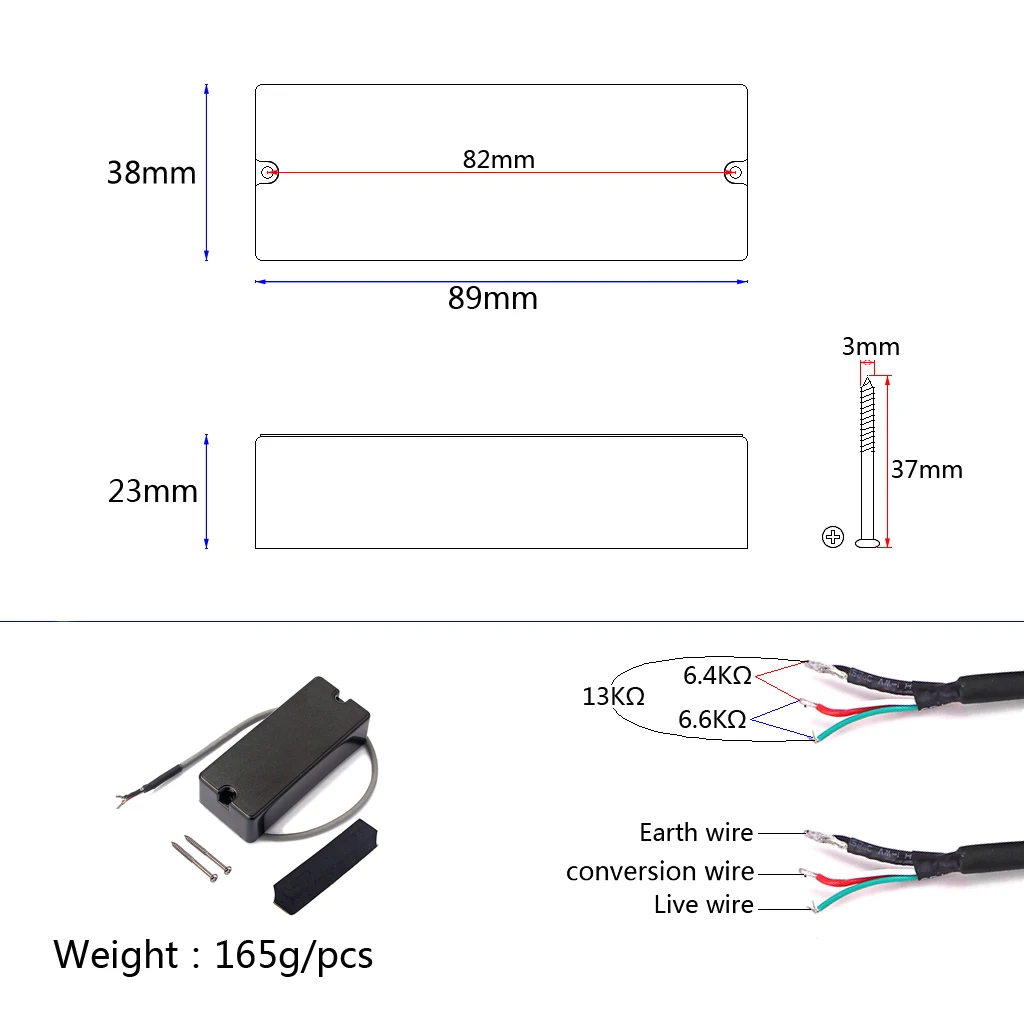 

Black Sealed Bass Guitar Pickup Replacement Musical Instrument Accessory