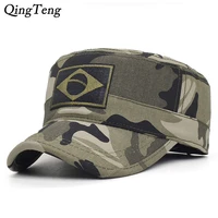 men tactical camo military hats embroidery brazil flag flat cap team male baseball caps army force jungle hunting cap