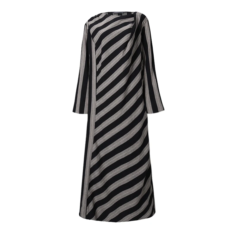 2020 Spring Vintage Striped Long Dress ZANZEA Women Sleeve Cotton Linen Sundress Robe Loose Vestido Kaftan Plus Size | Женская одежда