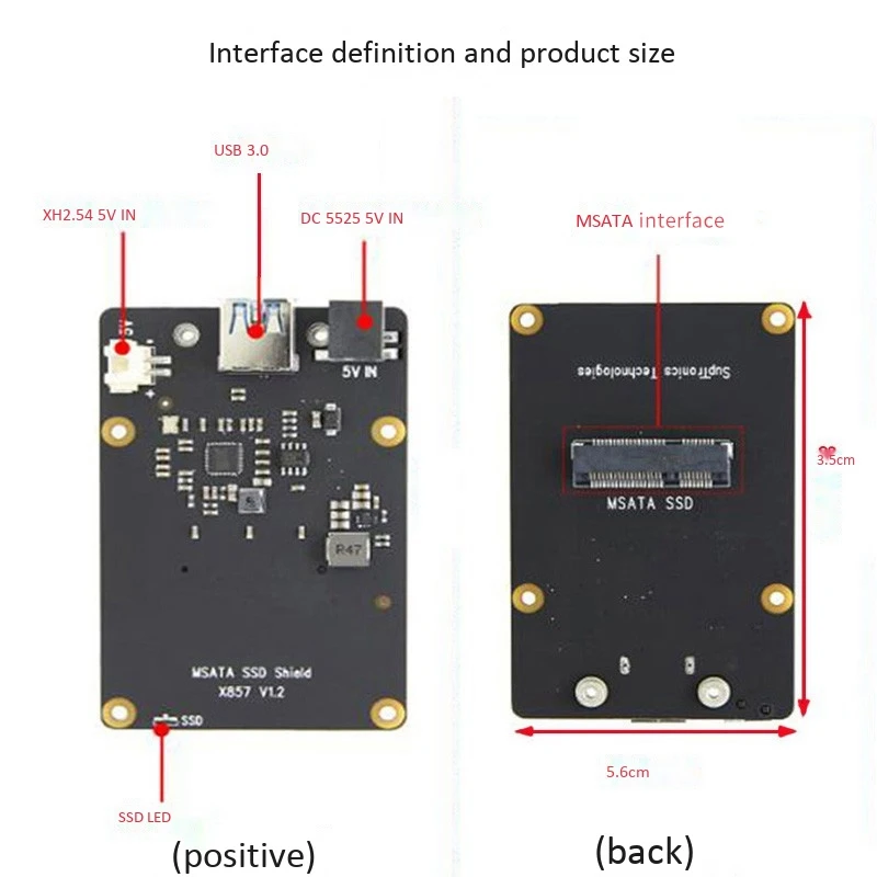 

for Raspberry Pi 4B X857 V2.0 MSATA SSD Expansion Board Storage Module USB 3.1 for Raspberry Pi 4B