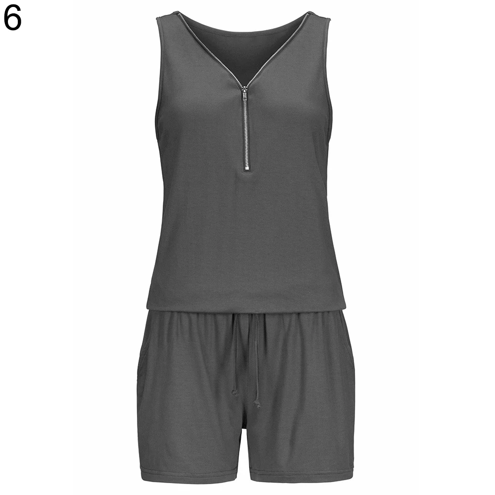 Сексуальный женский пляжный комбинезон на молнии с V-образным вырезом без