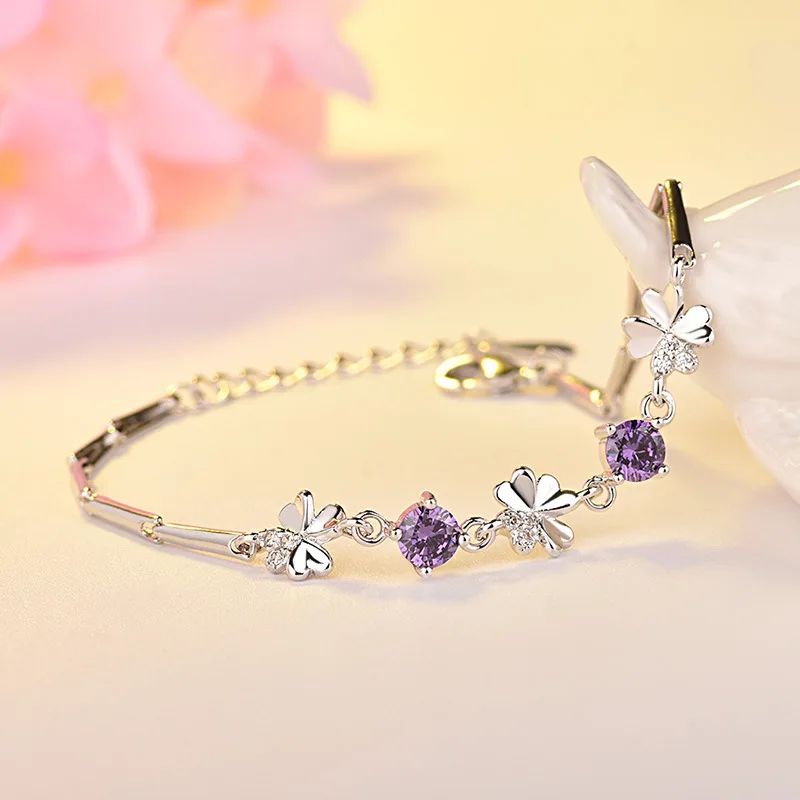 

Four-Leaf Grass Bracelet Female Light Luxury Ins Niche Design Bracelet Student Simple Forest Girlfriends Jewelry