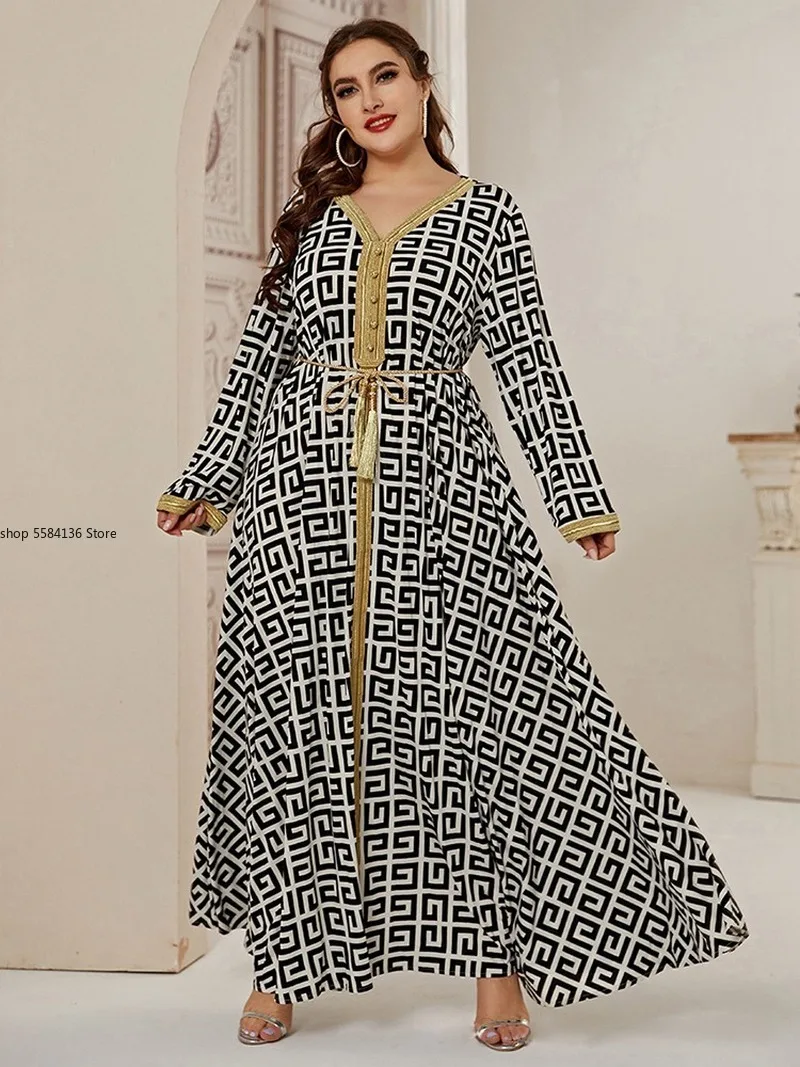 Мусульманская Мода размера плюс этнические платья макси платье для женщин 2021