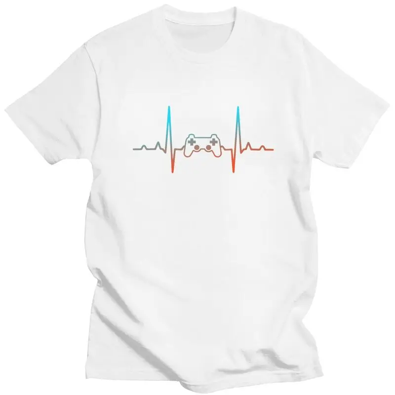 

Men Lycra Tshirt Graphic Tees Short Sleeves Electronic Games Heartbeat T Shirt Game Controller T-shirts Fitted Clothing O-Neck