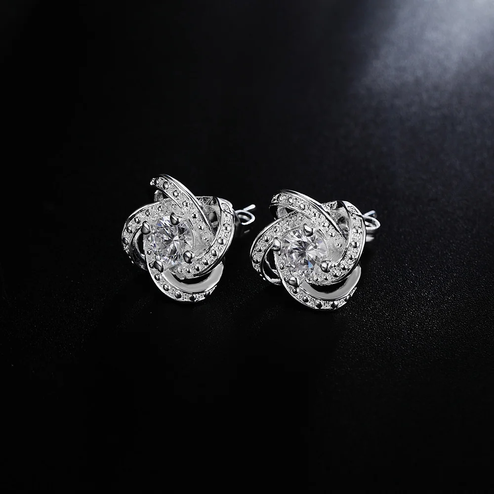 

New in 925 Sterling Silver Surround Zircon Stud Earrings For Women Luxury Designer Jewelry Accessories Free Shipping GaaBou