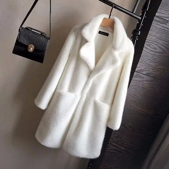 

Women Warm Coat 2021 Winter New Arrival Wool Blends Pocket Plus Lapel Outerwear Cardigans Femme Coat Fur Jacket Plush Overcoat