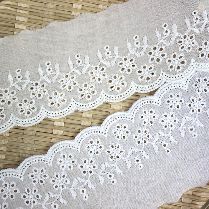 

Lace Trim 15 Yard Off White Cotton Embroidered Fabric Ribbon Tapes Cloth Sewing Garment Material 8cm 3.14" wide M4F15