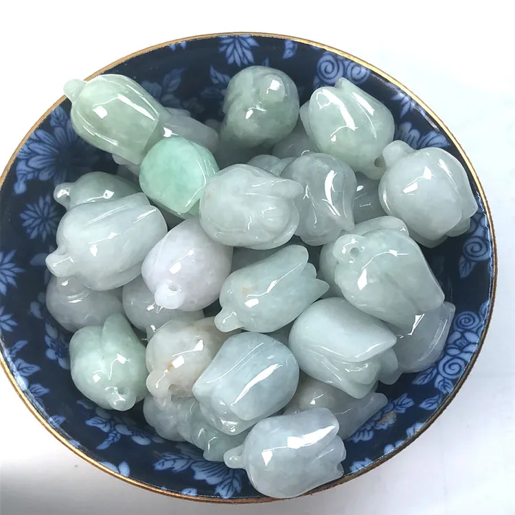 Wholesale Chinese Natural Green Jade Jadeite Flower Loose Bead free shipping | Украшения и аксессуары