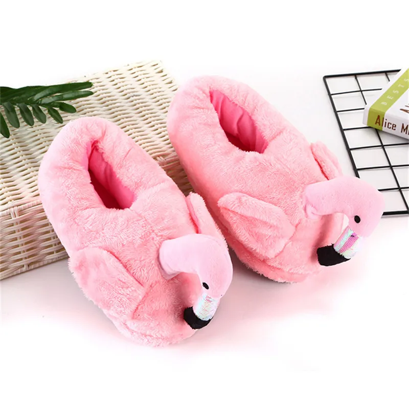 COOTELILI Animal Cartoon Cotton Shoes Slippers Winter Women Home Pink Flamingo One Size 35-43 | Обувь