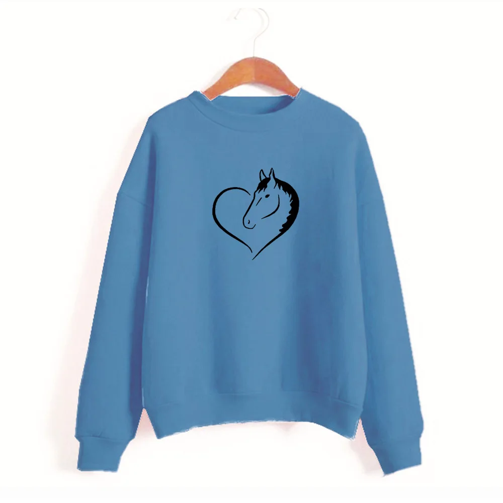 

ShoppingKawaii LOVE HEART HORSE Printed sweatshirt Short sleeves sweater with hoodies Harauku girl clothes Drop Ship first order