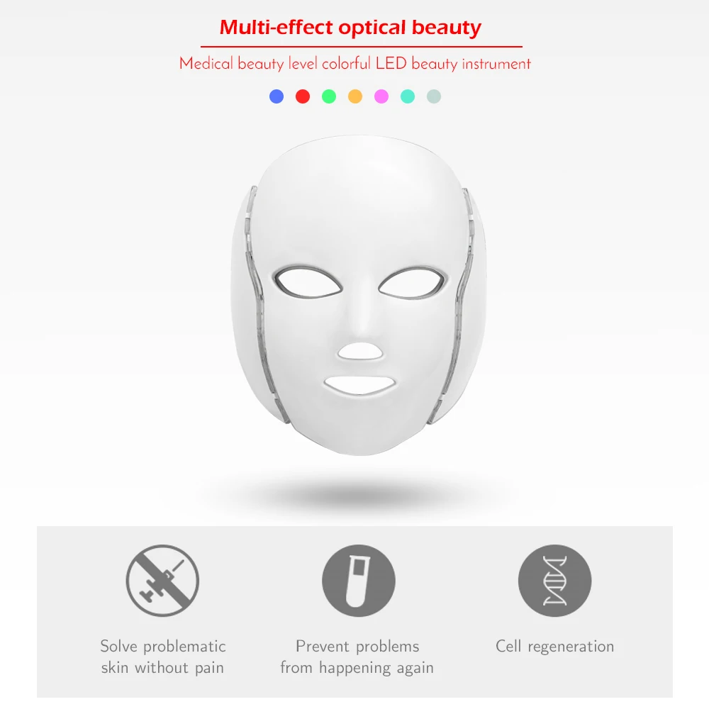7 Colors Light LED Facial Mask Skin Rejuvenation Photon Therapy Face Anti Aging Beauty Machine Care Tool | Красота и здоровье