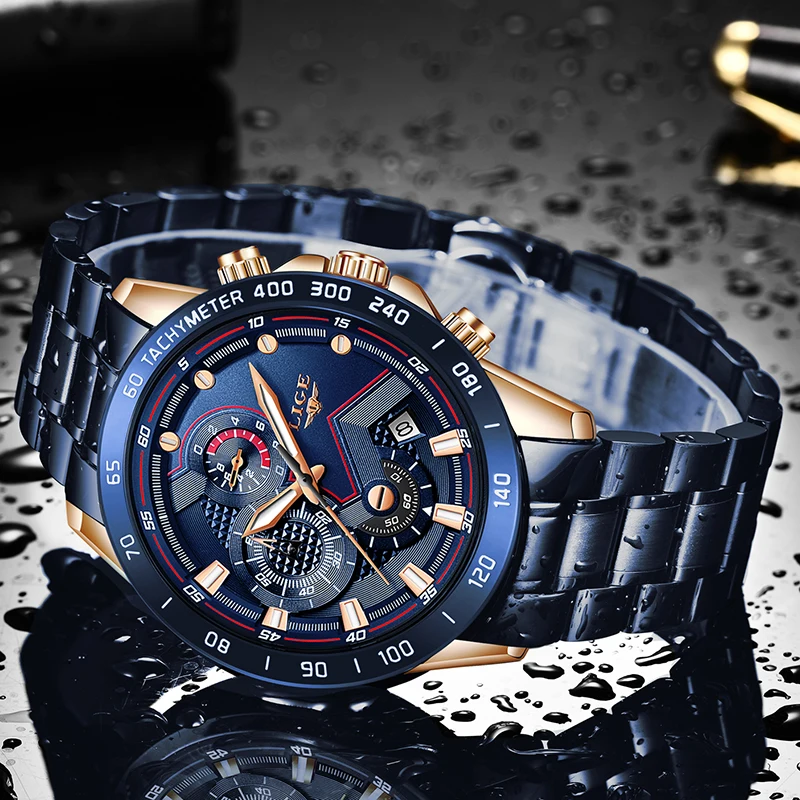LIGE Watch Men Business Waterproof Clock Mens Watches Top Brand Luxury Fashion Casual Sport Quartz Wristwatch Relogio Masculino | Наручные