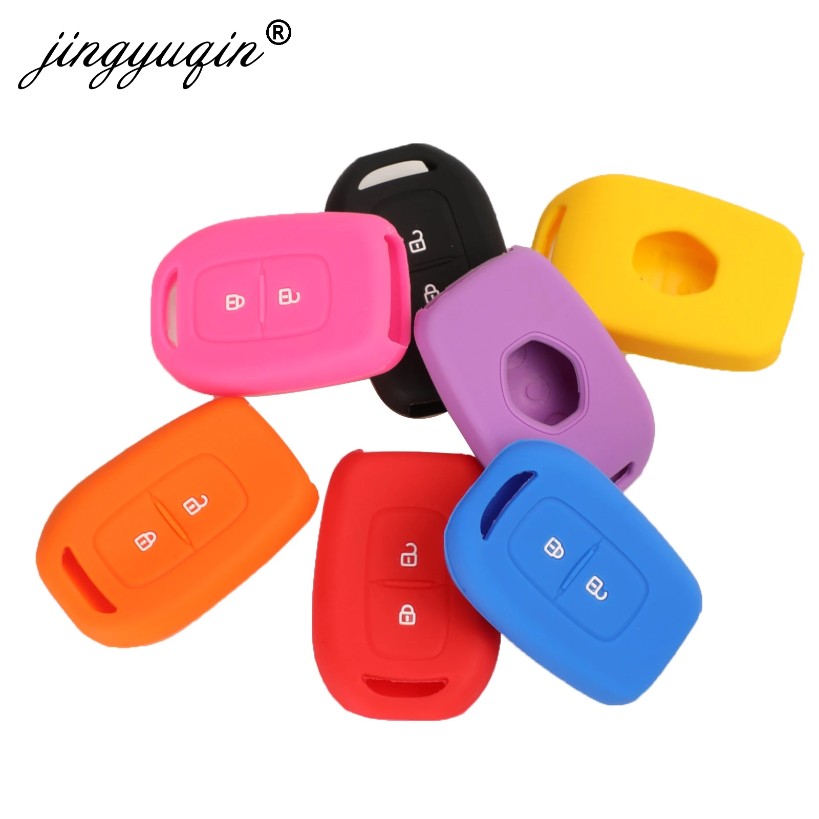 Jingyuqin 2 кнопки силиконовый чехол для ключей для Renault Scenic Master Megane Duster Logan Clio Captur Laguna Fluence чехол дистанционного брелока