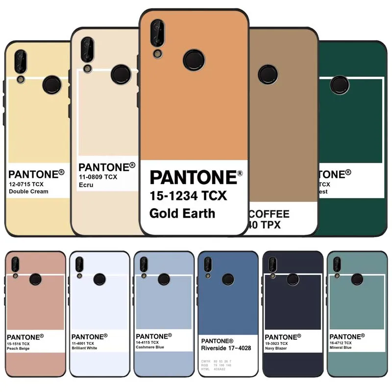 Цветной черный мягкий чехол Caliente Pantone для телефона Huawei P40 P30 P20 Mate 10 20 30 40 Pro lite Plus P