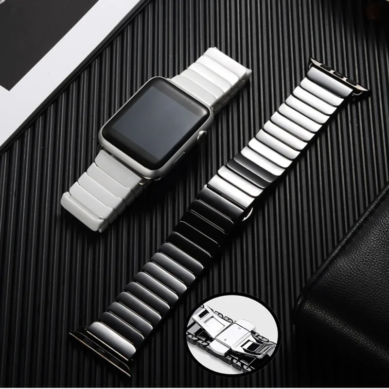 Керамический ремешок для Apple Watch 44 мм 40 мм iwatch 42 мм 38 мм роскошный браслет с пряжкой из нержавеющей стали Apple watch 4 3 2 1