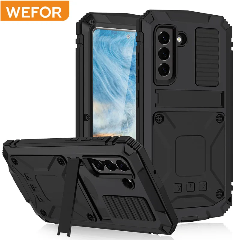 Rugged Armor 360 Full Phone Case for Samsung Galaxy S21 FE S20 Plus Note 20 Ultra A32 A72 A52 5G Metal Aluminum Shockproof Cover