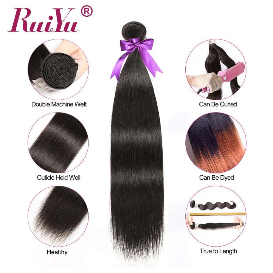 Малайзия прямые волосы пучки с закрытием 3 пучка Remy ткет человеческие RUIYU |