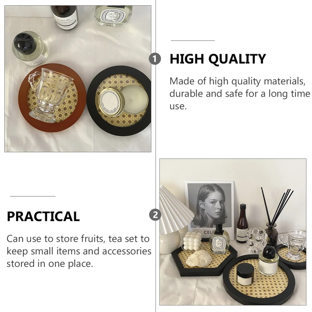 

Woven Food Serving Tray Desktop Storage Plate Storage Holder Desktop Ornament