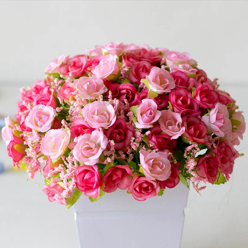 

21 Diamond Rose Artificial Bouquet Various Colorful Branches Fake Flowers Office Cafe Hotel Desk Home Wedding Decor