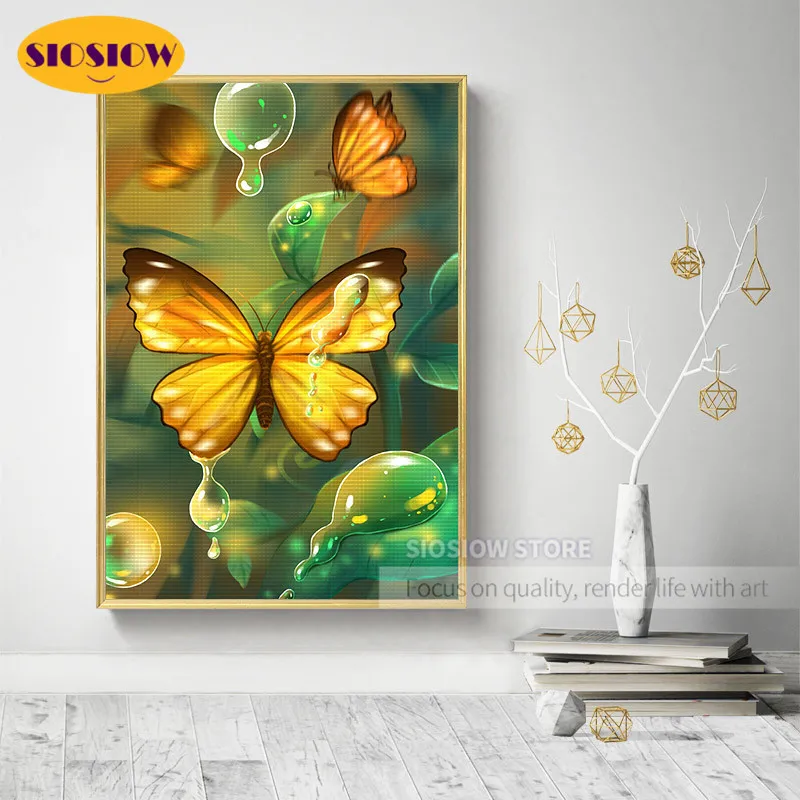 Алмазная 5d картина сделай сам с рисунком бабочки полностью квадратной формы