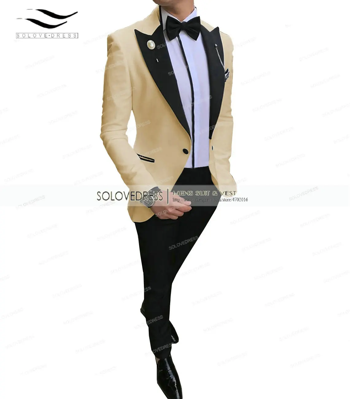 Мужские деловые костюмы из 2 предметов шерстяные смокинги стандартного кроя для