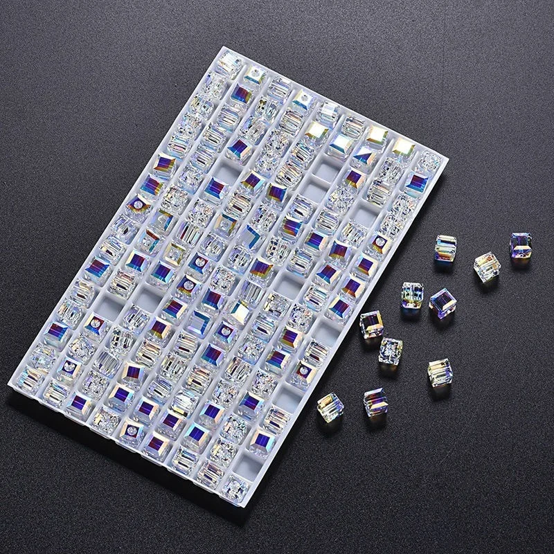 

50Pcs/Lot 6/8/10mm Colorful Glass Crystal Square Charms Beads for Jewelry Making DIY Earrings Bracelet Necklace Accessories