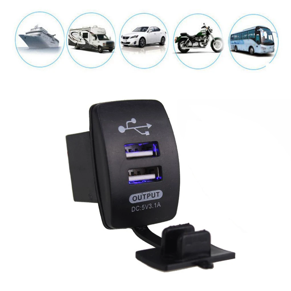 

5V 3.1A Universal Car Charger Waterproof Dual USB Ports Auto Adapter 12-24V Dual Ports Phone Charger For Iphone for Samsung