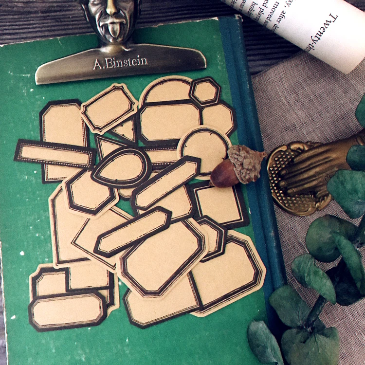 

KLJUYP 27pcs Kraft paper tags Paper Stickers for Scrapbooking Happy Planner/Card Making/Journaling Project