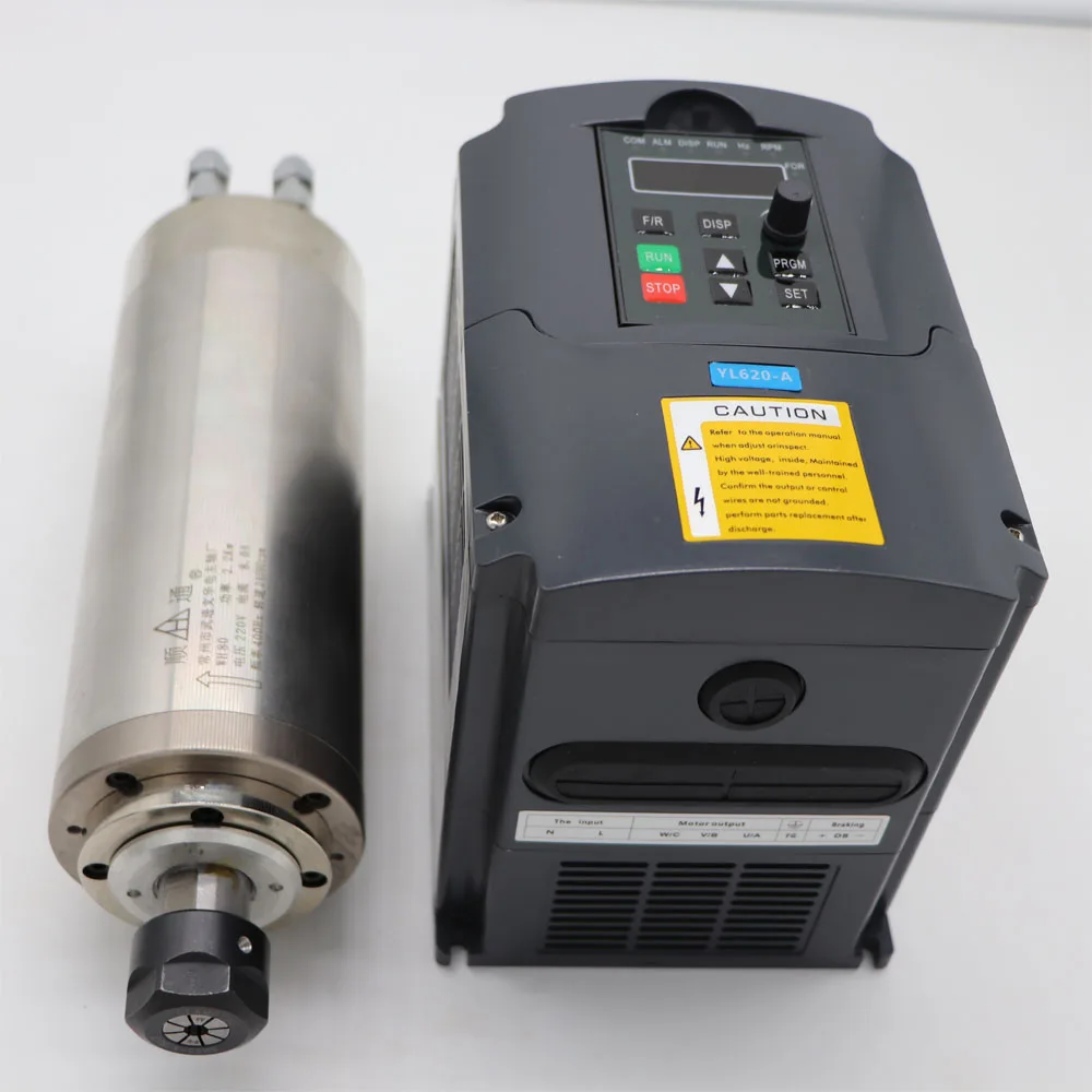 Шпиндель с водяным охлаждением 2 кВт + инвертор гравировальные сверла ЧПУ|water cooling