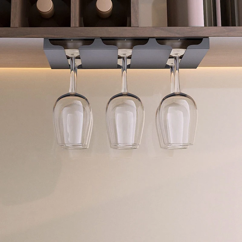 

Wine Glass Holder Under Shelf,3 Rows Stemware Rack for Cabinet,Glassware Drying Storage Hanger,Fit for Kitchen,Bar,Etc