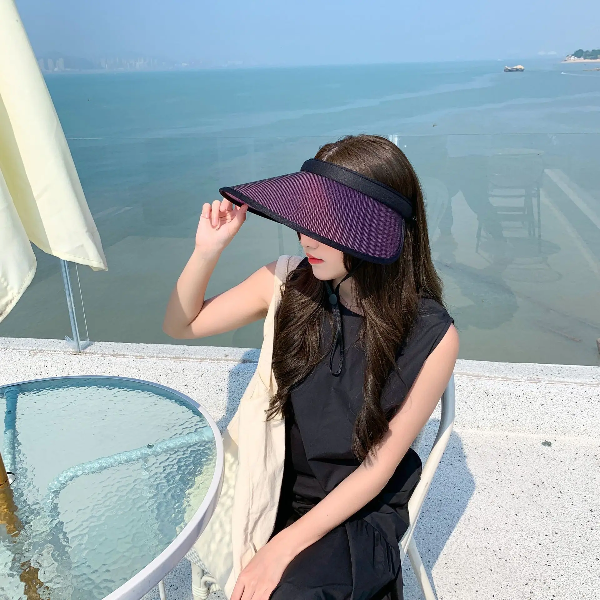 Новая женская летняя прозрачная шляпа от солнца с защитой УФ-лучей регулируемая