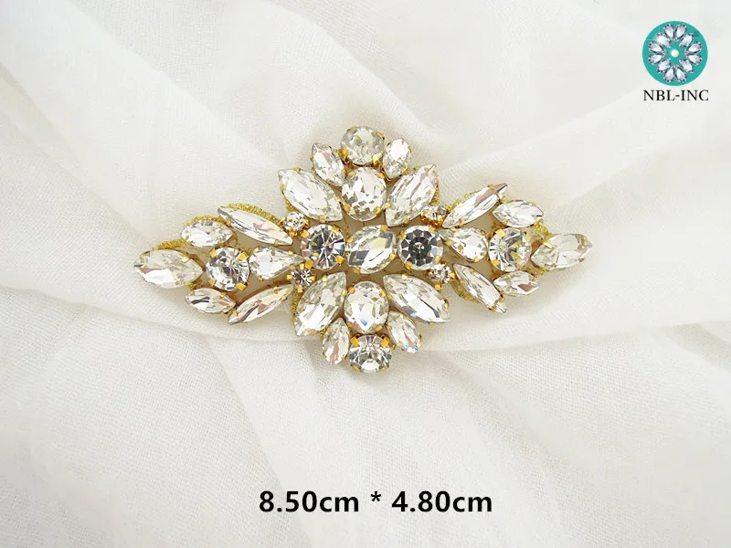 (2 шт./лот) серебристый золотой Хрустальный свадебный пояс свадебная аппликация