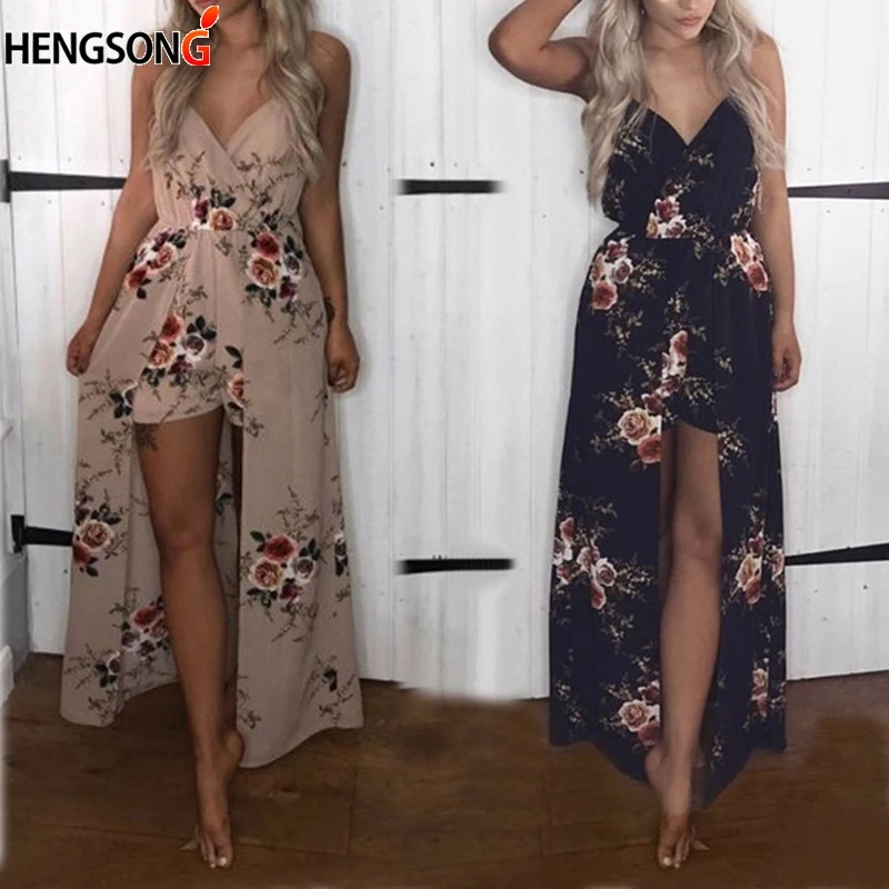 

New Women Sexy Deep V Neck Long Maxi Dress Women Summer Floral Print Dress Female Ankle Length Dress