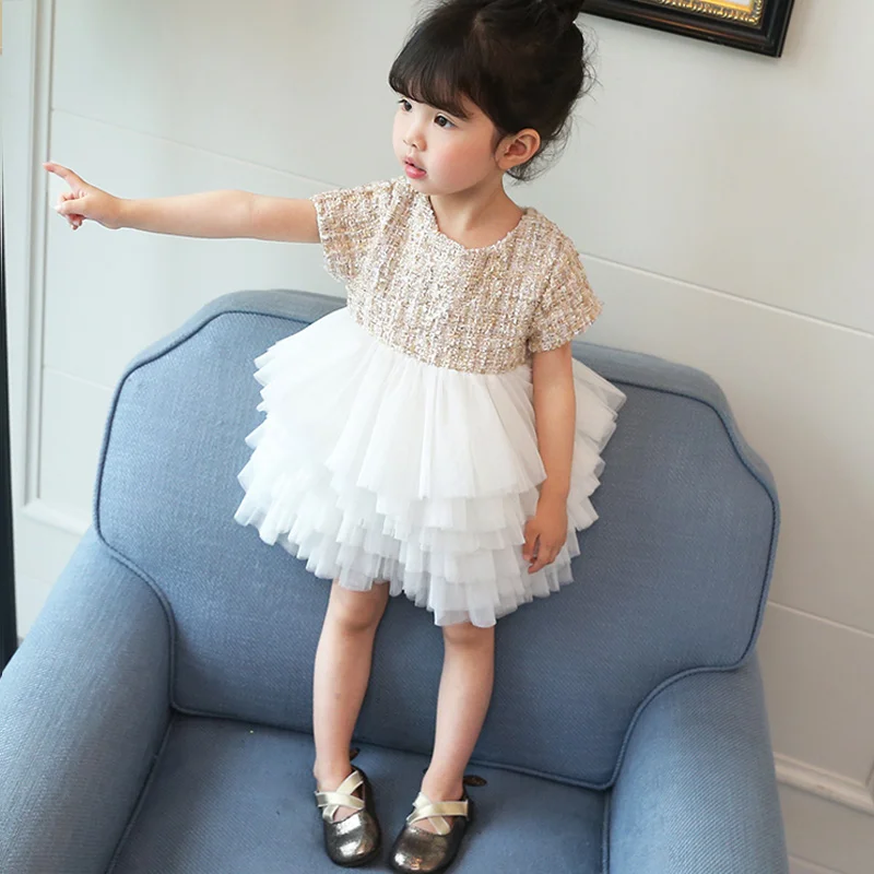 Весенне-летнее платье-пачка для девочек многослойное платье малышей Детское