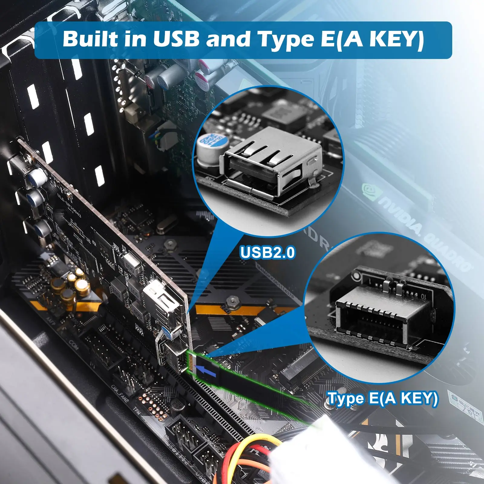 PCI-e-USB 3 2 Gen 5 портов с полосой пропускания 20 Гбит/с 3xusb C 1xA-Key 20-контактный разъем для