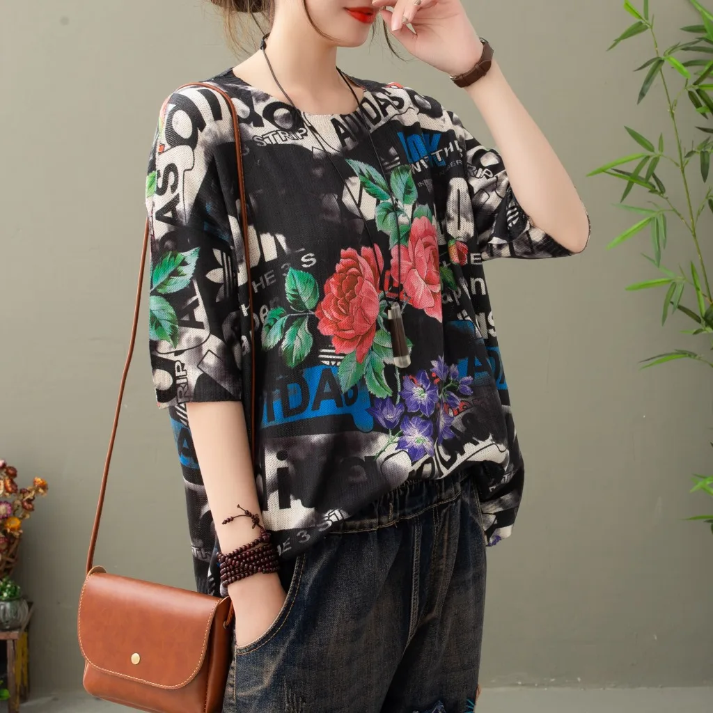 Женская футболка с круглым вырезом и коротким рукавом свободная универсальная