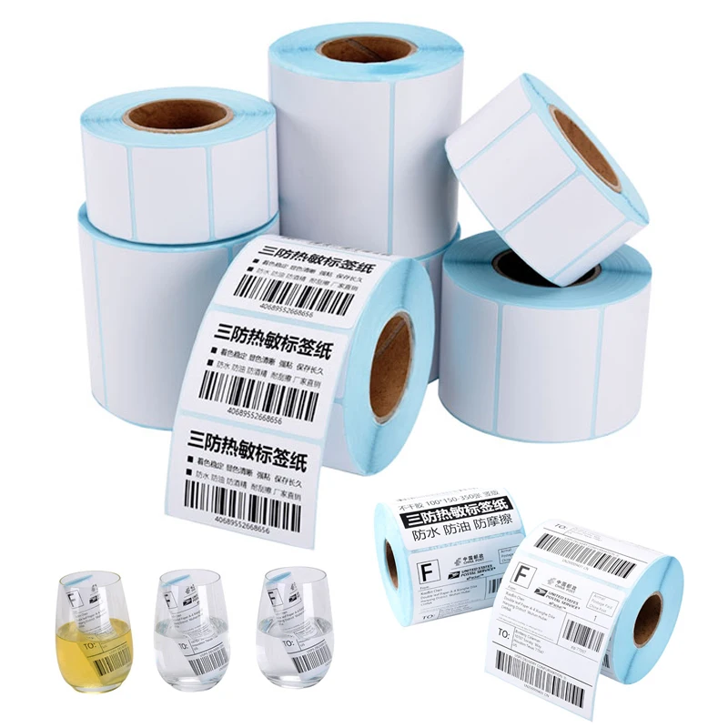 

Hot Sale 30-100mm Adhesive Thermal Label Barcode Sticker Paper Supermarket Price Blank Label Direct Print Waterproof oil-proof