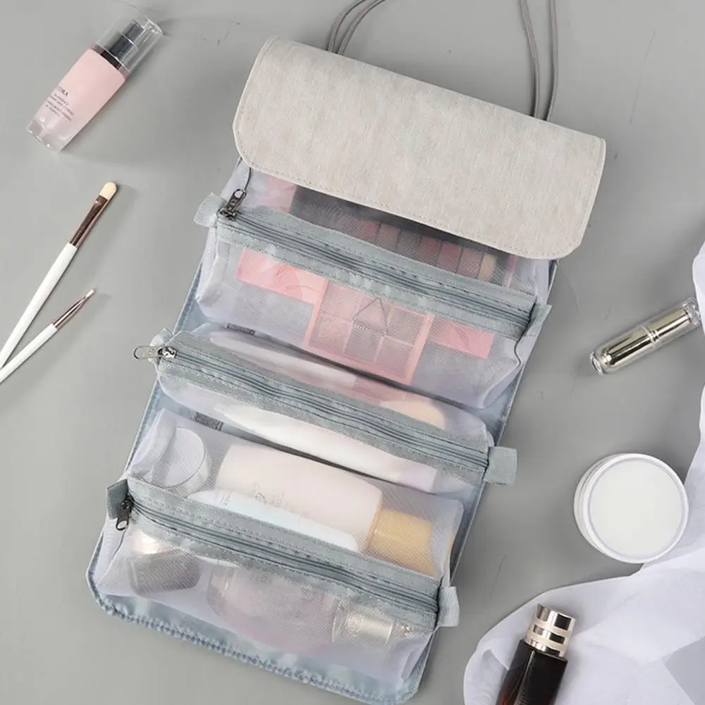 

1 шт., большая женская сумочка для макияжа, съемная Водонепроницаемая косметичка из искусственной кожи на молнии, органайзер для путешестви...