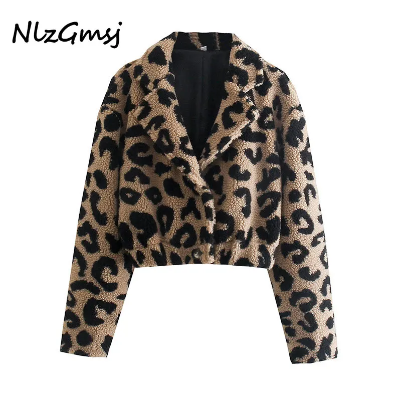 

Женская осенне-зимняя куртка Nlzgmsj Za 2021, Женская винтажная куртка с леопардовым принтом и длинным рукавом, с отворотом, пальто, элегантные жен...