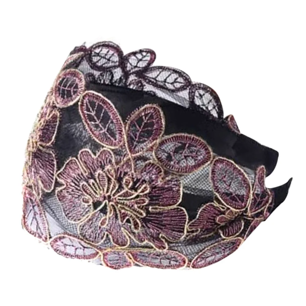 

Floral Non-slip Headband with Tooth Lace Embroidery Wide Hair Band Women Hair Accessories MPwell