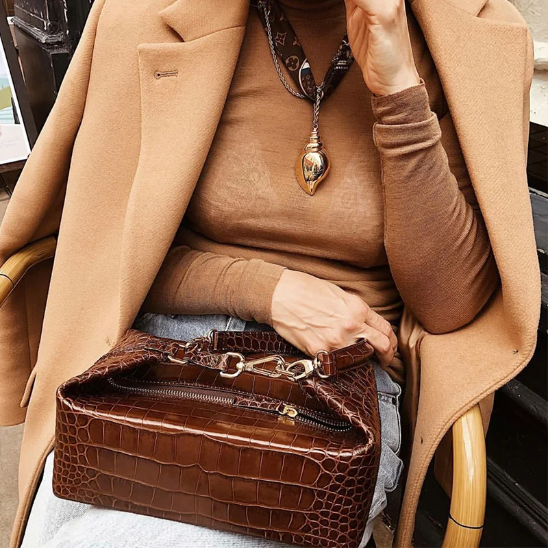 Роскошные брендовые маленькие дамские сумочки с имитацией кожи крокодила для
