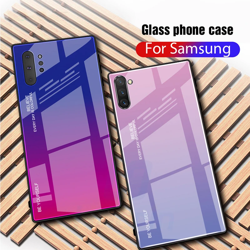Hacrin чехол для Samsung Galaxy Note 10 Plus с градиентом закаленное стекло бампер жесткая