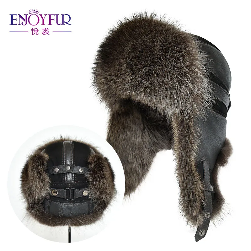 Шапка ушанка ENJOYFUR теплая шапка из натурального меха лисы для русской зимы|fur hat