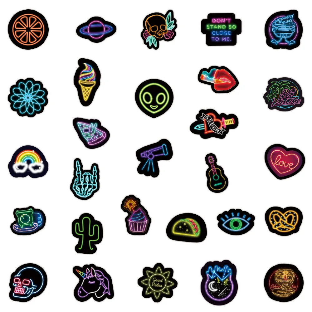 10/30/50/100PCS Cool Neon Stickers Bicycle Phone Guitar Bumper Skateboard Backpack JDM Graffiti Waterproof Sticker Kids Toys | Игрушки и