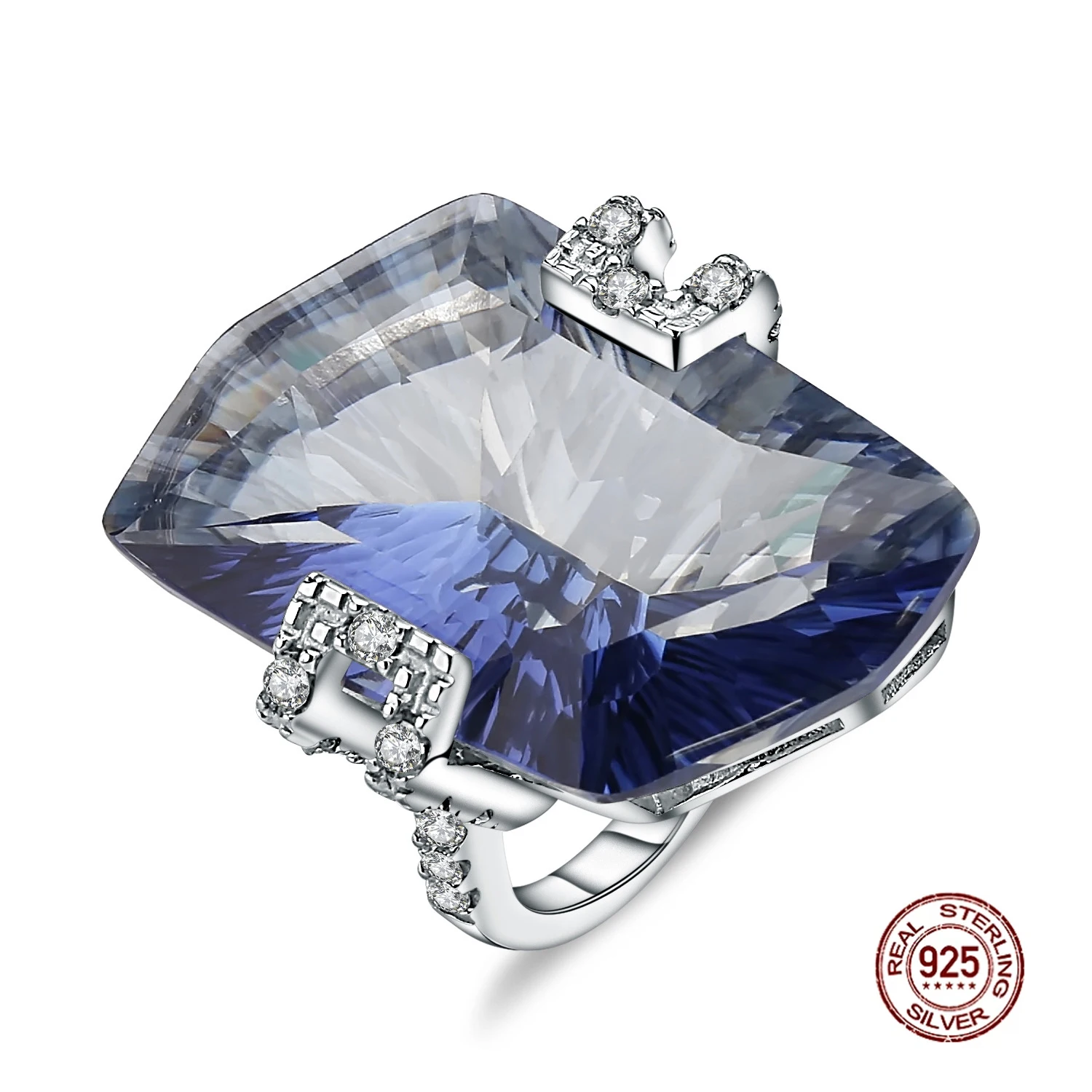 

Top End 925 Sterling Silver Ring Mystic Smoky Quartz Rings Fine Jewelry Finger Accessories Ornament Men and Women Drop Shipping