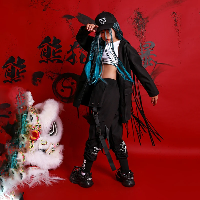 Детские красные танцевальные костюмы в стиле хип хоп куртка с капюшоном и